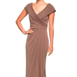 Brown Off the Shoulder Wedding Guest Dress